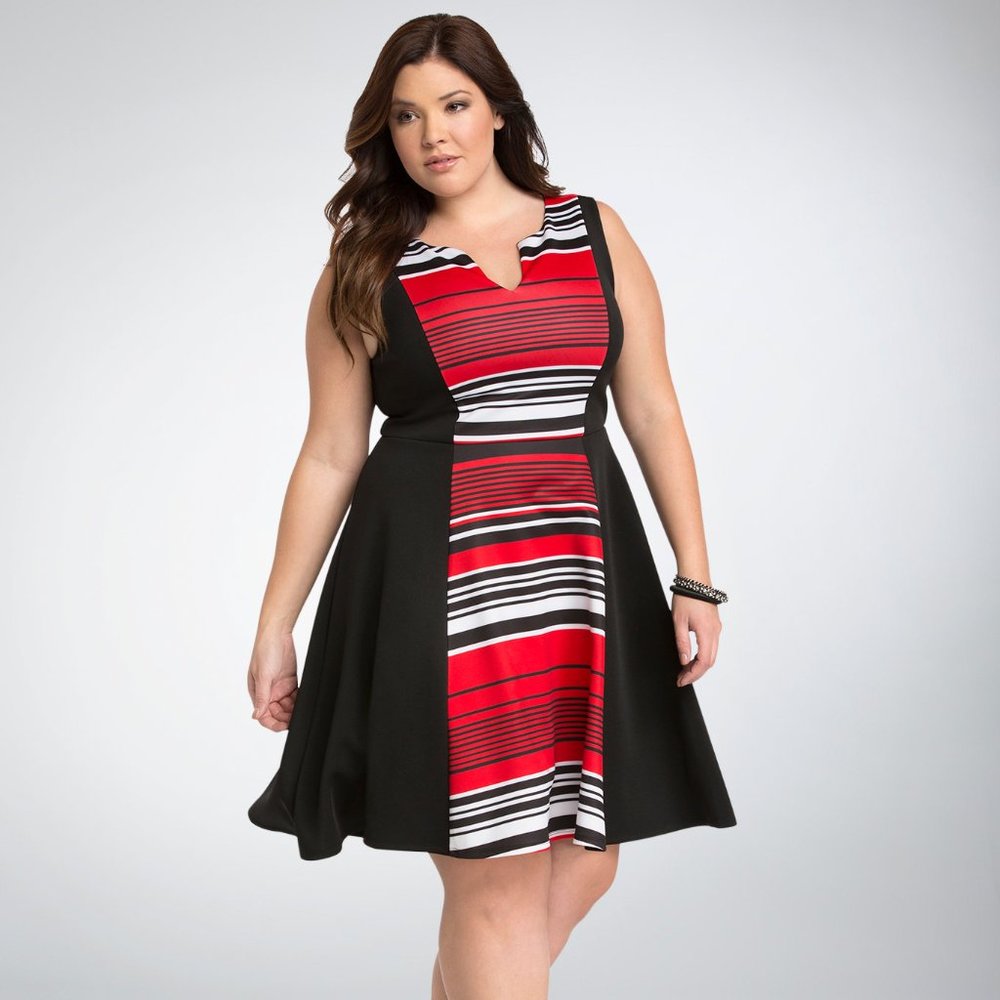 Torrid Striped Scuba Skater Dress, Size 2.